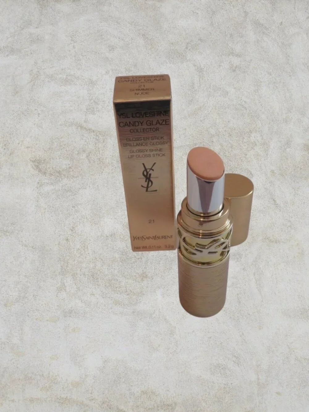YSL Loveshine Candy Glaze Collector 21-Shimmer Nude (Holiday, Limited Edition)